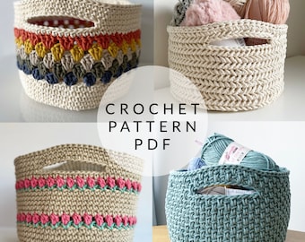 Crochet Pattern - Storage Basket Bundle