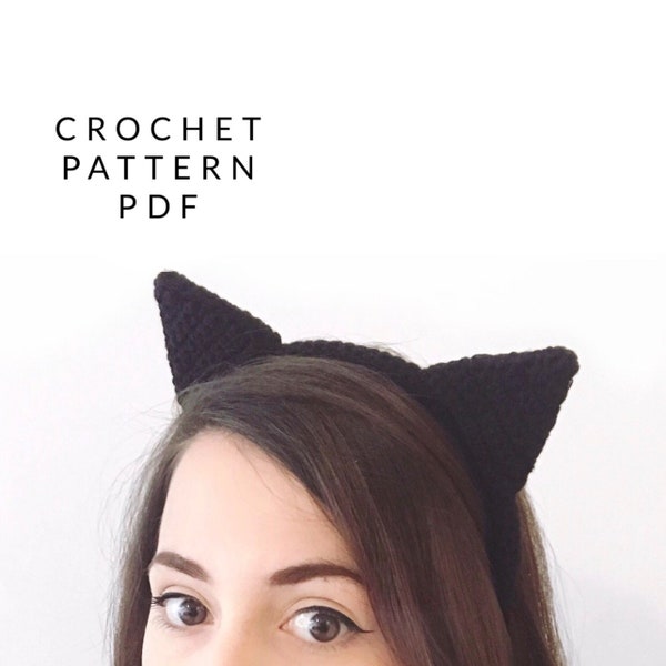 Crochet Pattern - Black Cat Headband