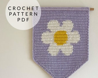 Padrão de crochê - Enfeite de parede retrô de margaridas