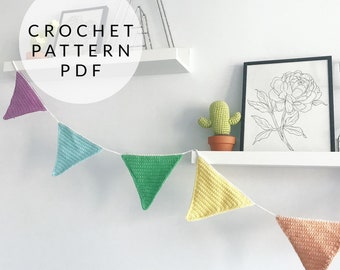 Crochet Pattern - Rainbow Bunting