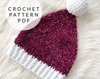 Crochet Pattern - Luxury Velvet Santa Hat