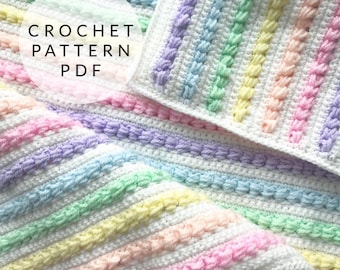 Crochet Pattern - Rainbow Puff Stitch Baby Blanket