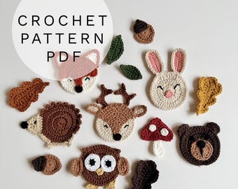 Crochet Pattern - Woodland Wonders Themed Appliques