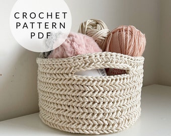 Crochet Pattern - Herringbone Storage Basket