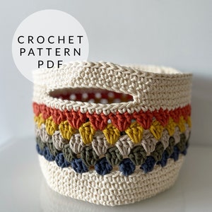 Crochet Pattern - Chunky Granny Stripe Storage Basket