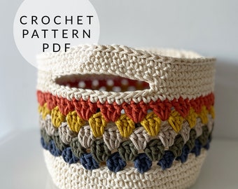 Crochet Pattern - Chunky Granny Stripe Storage Basket