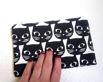 Black Cats purse Gift for her Cosmetic case with cats Gift for teens Cats purse Gift for mother Cosmetic bag cats Fabric toiletry pouch