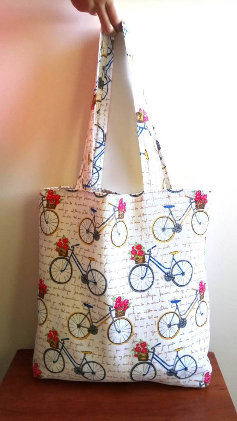 Bicycle Tote bag Bicycle themed Reusable bag Eco market tote Christmas gift Foldable bag Free face mask Gift for her Bicycle lover gift
