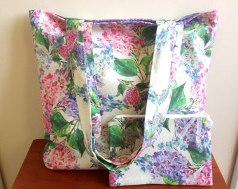 Spring bag Lilacs Tote bag Lilacs market tote Floral bag Shopping tote Gift for mother Foldable bag Gift with lilacs Fabric tote and purse