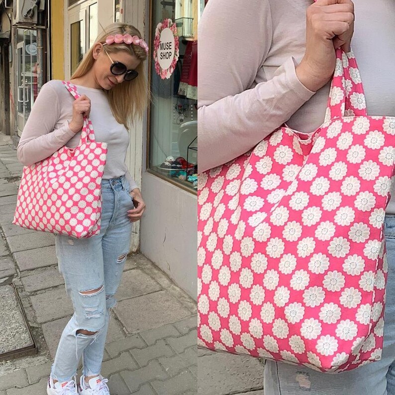 Shopping Bag Fully Lined Summer Daisies Handmade Tote