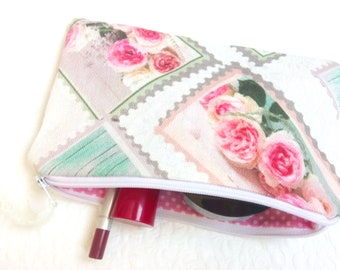 Floral purse toiletry bag Roses purse Mom gift Roses make up purse Gift for her Make up bag roses lover gift purse Valentine's gift