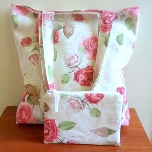 Floral Tasche Rosen Tote Einkaufstasche Markttasche Blumentasche Faltbare Tasche Freundin Geschenk Shabby Roses Tote Mom Geschenk Shopper Stoffbeutel