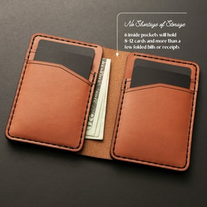 Personalized Men's Leather Slim Bifold Wallet Custom Campfire Engraved image 7