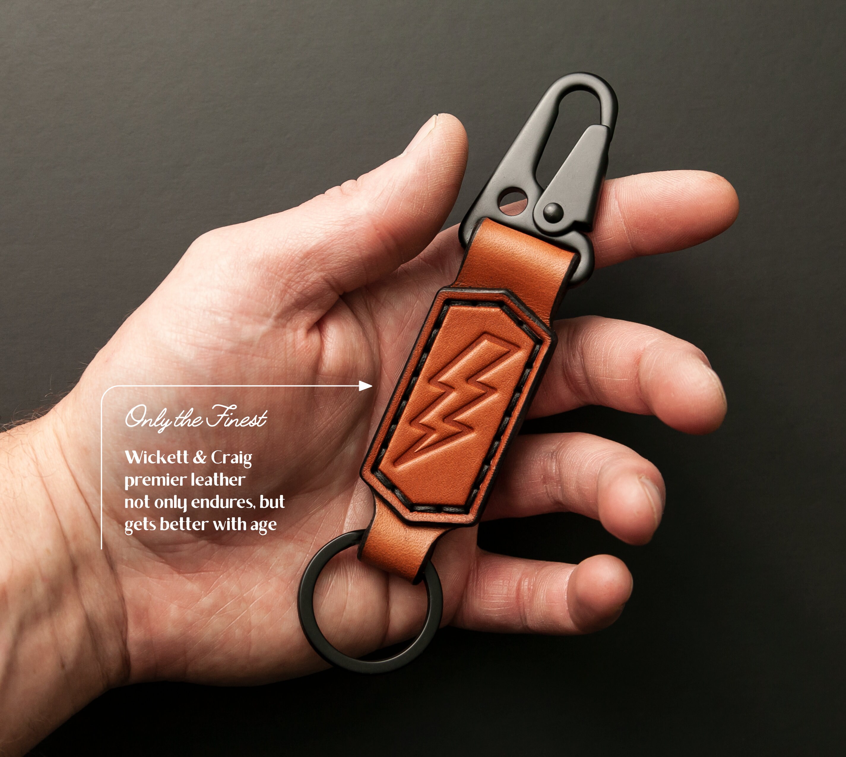 Leather Lightning Bolt Keychain: Custom Debossed Key Fob - Etsy