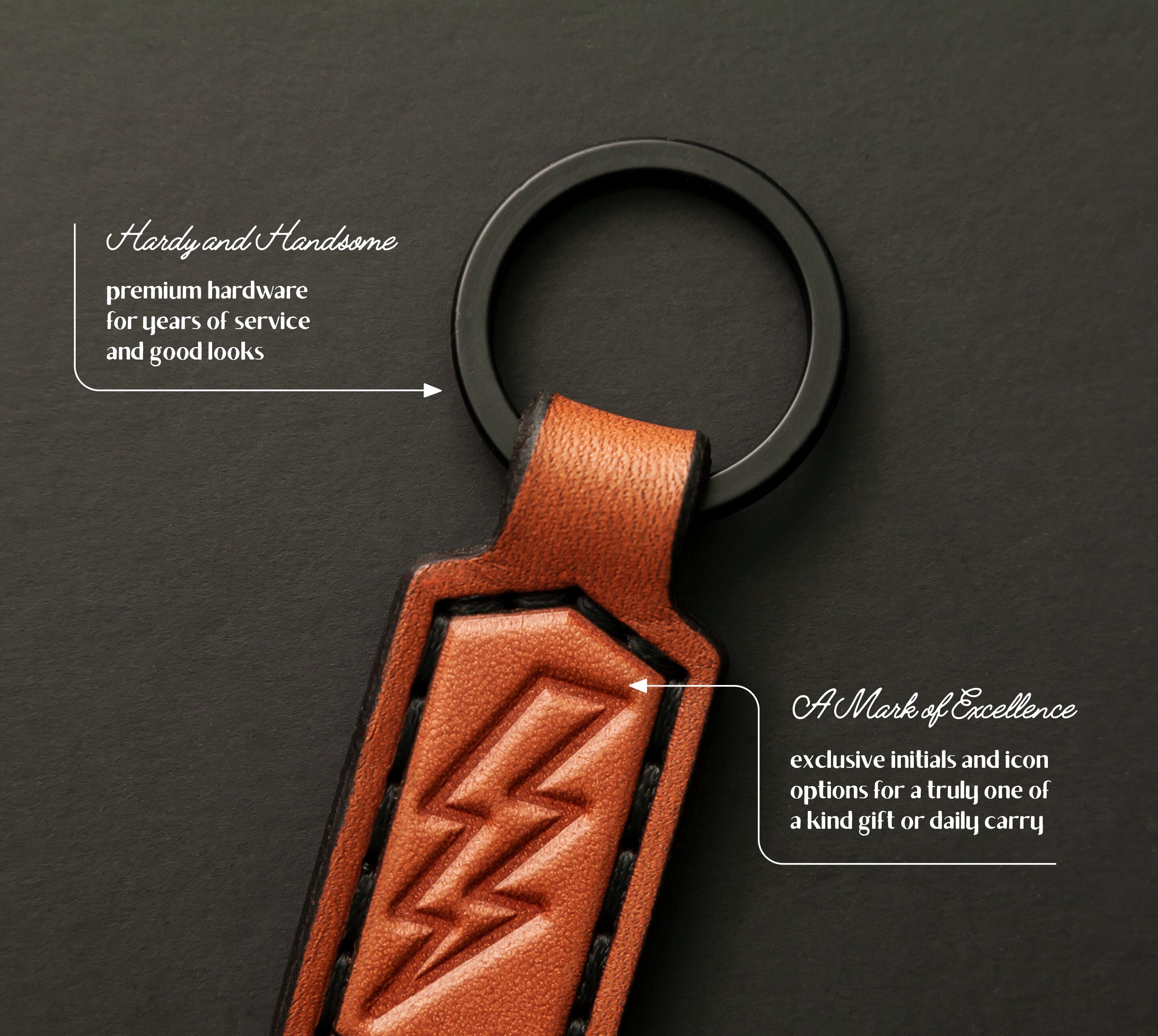 Leather Keychain: Custom Lightning Bolt, Key Fob - Etsy