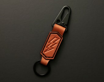 Premium Leather Keychain - Custom Lightning Bolt Key Fob