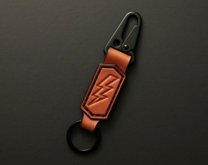 Leather Lightning Bolt Keychain: Custom Debossed Key Fob