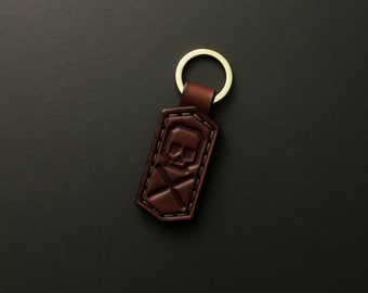 Premium Leather Keychain - Custom Skull Key Fob