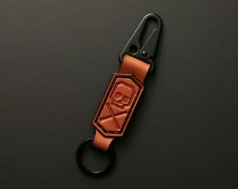 Premium Leather Keychain - Custom Skull Key Fob
