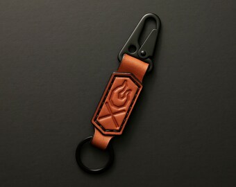 Premium Leather Keychain - Custom Camp Fire Key Fob