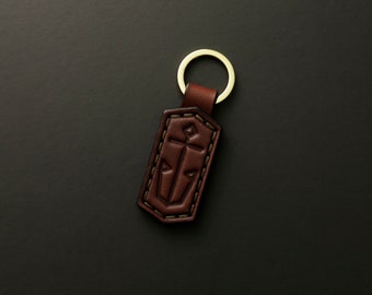 Premium Leather Keychain - Custom Anchor Key Fob