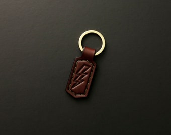 Premium Leather Keychain - Custom Lightning Bolt Key Fob