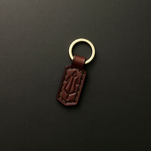 Personalized Leather Keychain: Mini Trident Key Fob
