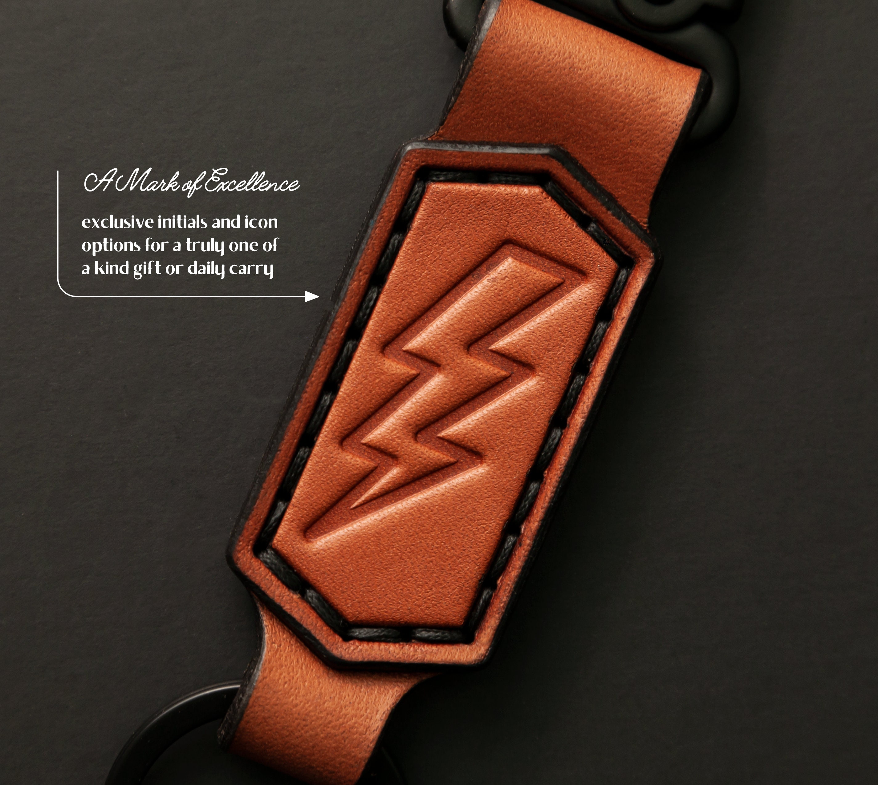 Leather Lightning Bolt Keychain: Custom Debossed Key Fob - Etsy
