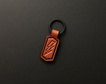 Premium Leather Keychain - Custom Lightning Bolt Key Fob