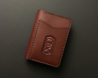 Personalized Men's Leather Slim Bifold Wallet Custom Skull Engraved