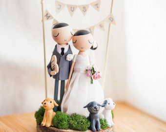 Rustic Wedding Cake Topper,Cake Topper,Wooden Topper,Wooden Peg Doll,Wedding Gift,Personalized,Boho wedding cake topper