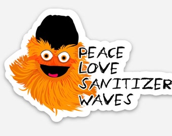 Gritty Sticker / Peace, Love, Sanitizer, Waves / Gritty Mascot