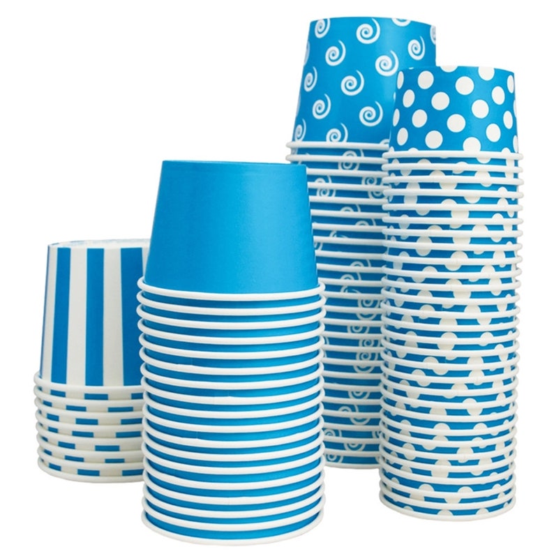 20 oz Blue Paper Ice Cream Cups Disposable Paper Cups Ice Etsy