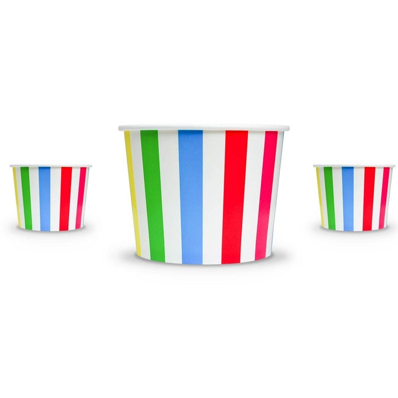 16 oz Rainbow Striped Ice Cream Cups Paper Cups Ice Cream Etsy