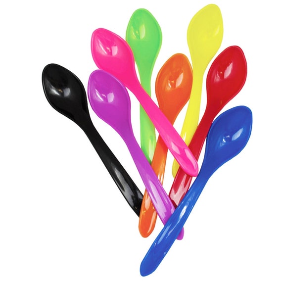 White Plastic Curve Spoons Disposable Birthday Party Spoons Ice Cream Spoons