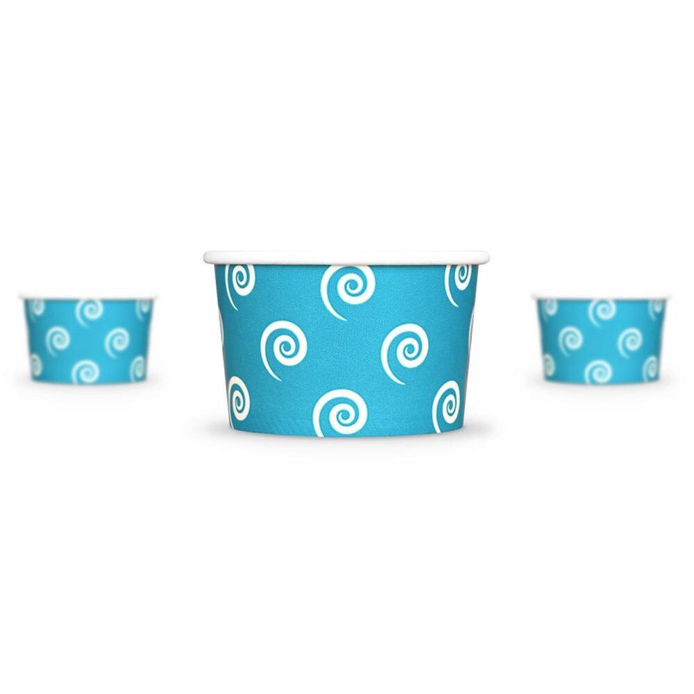 4 oz Blue Swirls Paper Ice Cream Cups Disposable Paper Cups Etsy