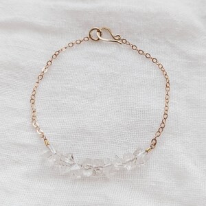 Herkimer Diamond Bracelet - delicate gemstone bracelet boho wedding jewelry clear stone easy to put on nickel free crystal bridal bracelet