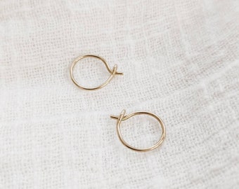 Mini Hoop Earrings - lightweight everyday minimalist earring huggie hoop earrings nickel free brass argentium sterling silver hoops