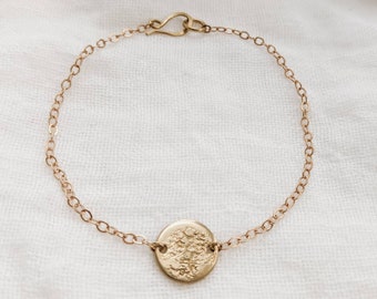 Stardust Circle Bracelet - dainty bracelet everyday layering minimalist hammered charm bracelet full moon nickel free hammered coin bracelet