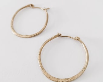 Stardust Hoop Earrings - medium hoop earrings nickel free sensitive ears everyday earrings hammered brass jewelry