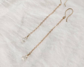Herkimer Diamond Earrings - raw crystal dangle earrings nickel free earrings sensitive clear stone earrings minimalist boho wedding jewelry