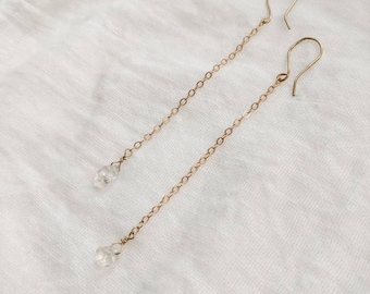 Herkimer Diamond Earrings - raw crystal dangle earrings nickel free earrings sensitive clear stone earrings minimalist boho wedding jewelry