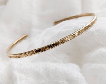 Stardust Cuff Bracelet - adjustable open cuff bracelet layering golden bangle hammered cuff bracelet minimalist stacking nickel free texture