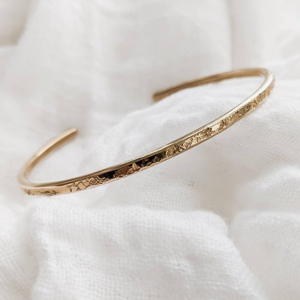 Stardust Cuff Bracelet - adjustable open cuff bracelet layering golden bangle hammered cuff bracelet minimalist stacking nickel free texture