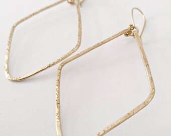 Stardust Diamond Hoop Earrings - geometric earrings hammered brass bridesmaid earrings gift nickel free earrings sensitive ears bohemian
