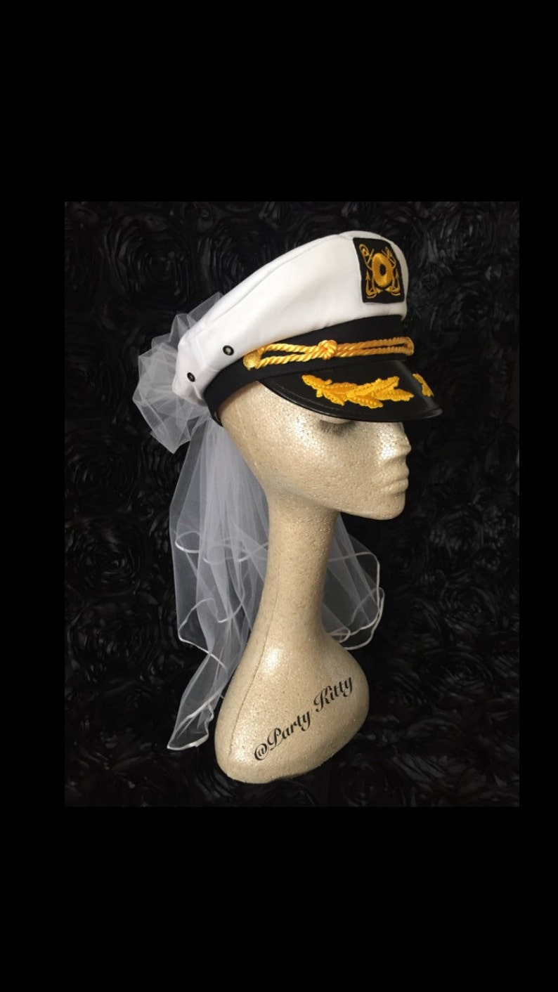 Nautical Bachelorette Party Booty Veil Captain Sailor Hat & Etsy