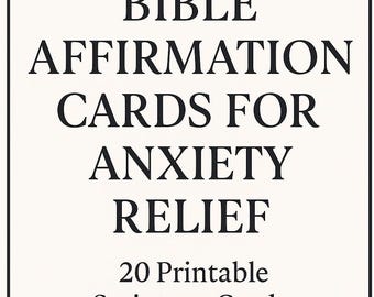 Tarjetas de Afirmaciones Bíblicas: Escrituras Cristianas para Aliviar la Ansiedad (Juego Imprimible de 20)