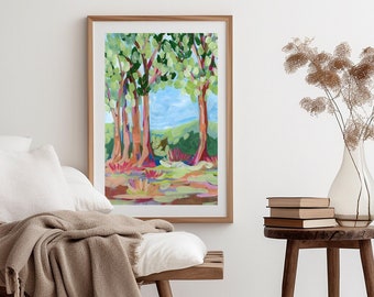 Print of a Painting of Trees - Landscape Wall Art Print Painting - Wall Art Print - Acrylic Painting - Large Wall Art Painting - Art Decor