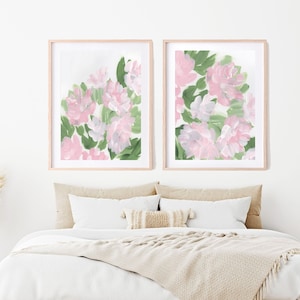 Pink Hydrangeas Print set of 2 - Pink Flowers - Abstract Flowers - Hydrangea Paintings - Hydrangea Wall Decor - Pink Flowers Print set of 2