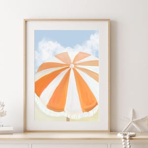 Coastal Painting Wall Art Print - Beach Decor Wall Art Print -  Nautical Print -  Umbrella Wall Art Print - Coastal Wall Art Print Decor